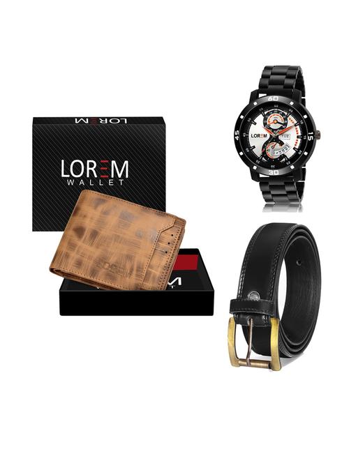 belt, wallet & watch leatherette gift combo - 19233709 - Very Small Image - 1