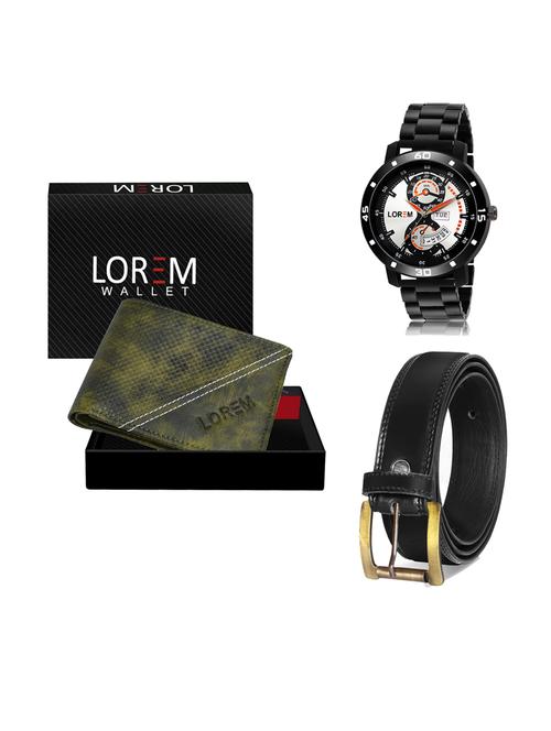 belt, wallet & watch leatherette gift combo - 19233722 - Very Small Image - 1