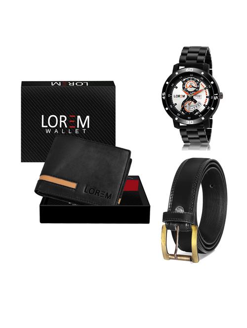 belt, wallet & watch leatherette gift combo - 19233730 - Very Small Image - 1