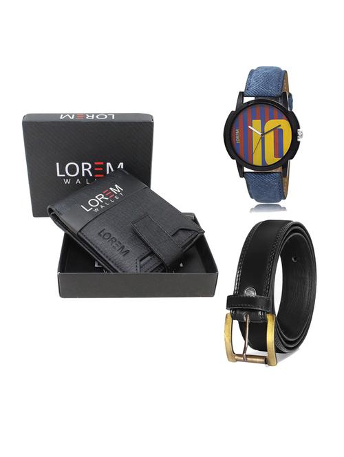 belt, wallet & watch leatherette gift combo - 19233741 - Very Small Image - 1