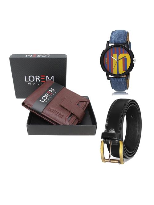 belt, wallet & watch leatherette gift combo - 19233742 - Very Small Image - 1