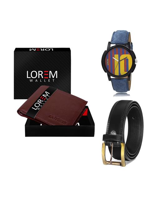 belt, wallet & watch leatherette gift combo - 19233747 - Very Small Image - 1