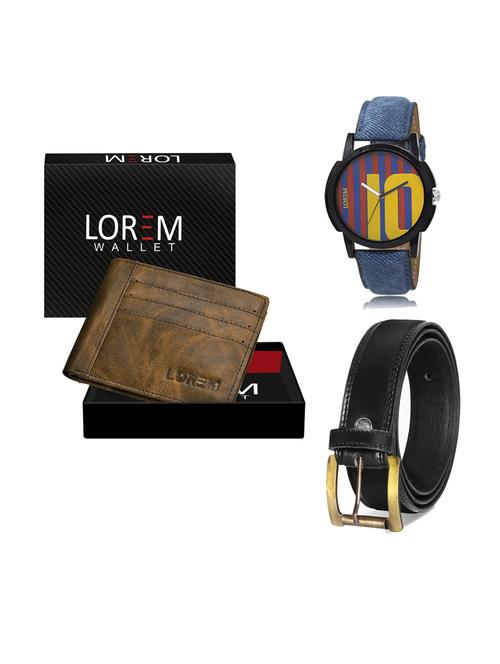 belt, wallet & watch leatherette gift combo - 19233752 - Very Small Image - 1