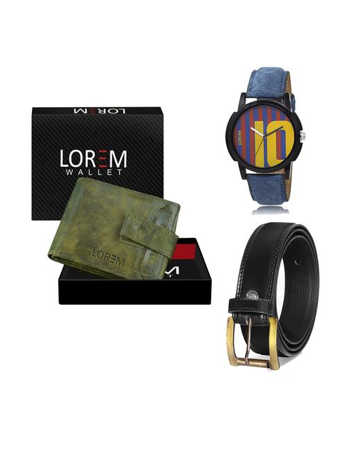 belt, wallet & watch leatherette gift combo - 19233755 - Very Small Image - 1
