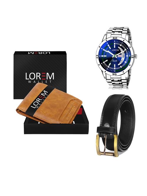 belt, wallet & watch leatherette gift combo - 19233784 - Very Small Image - 1