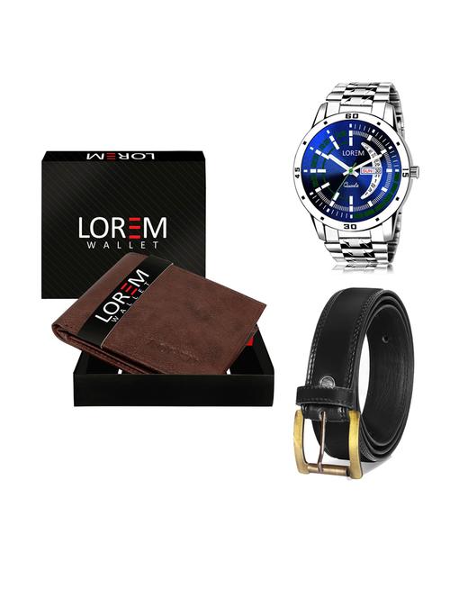 belt, wallet & watch leatherette gift combo - 19233790 - Very Small Image - 1