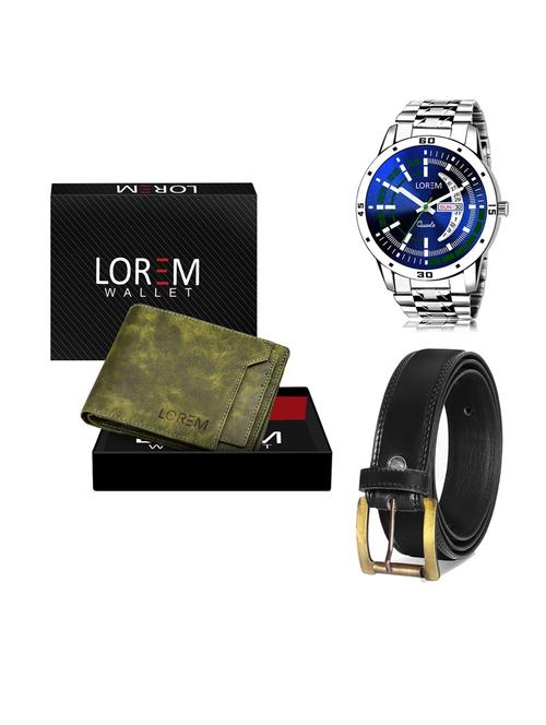 belt, wallet & watch leatherette gift combo - 19233794 - Very Small Image - 1