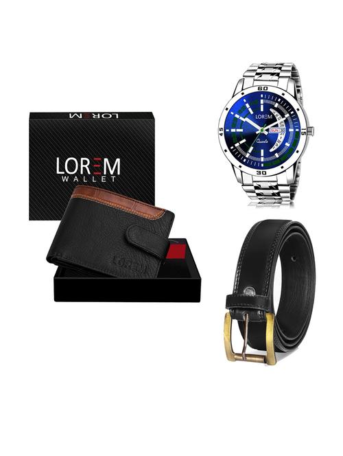 belt, wallet & watch leatherette gift combo - 19233823 - Very Small Image - 1