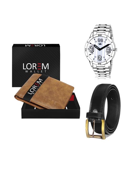 belt, wallet & watch leatherette gift combo - 19233836 - Very Small Image - 1
