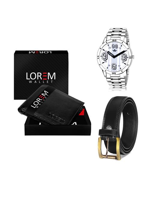 belt, wallet & watch leatherette gift combo - 19233838 - Very Small Image - 1