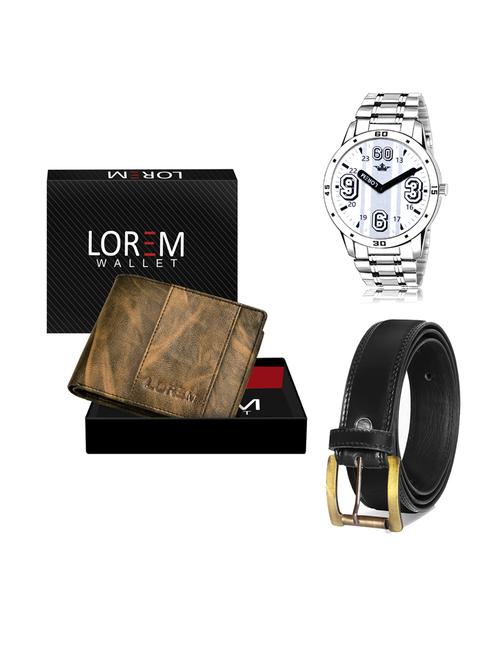 belt, wallet & watch leatherette gift combo - 19233843 - Very Small Image - 1