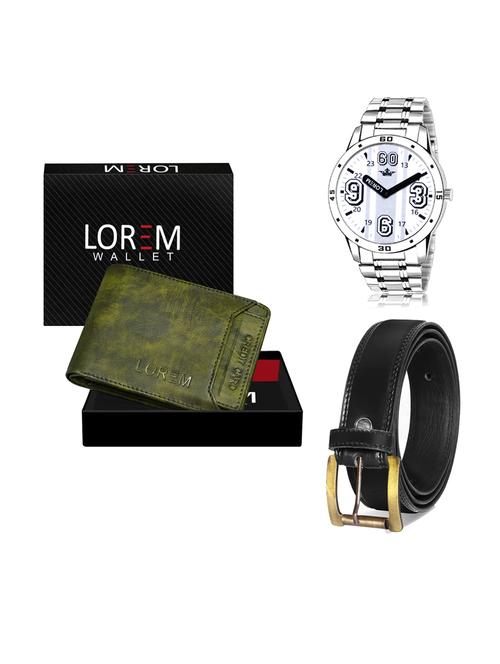 belt, wallet & watch leatherette gift combo - 19233850 - Very Small Image - 1