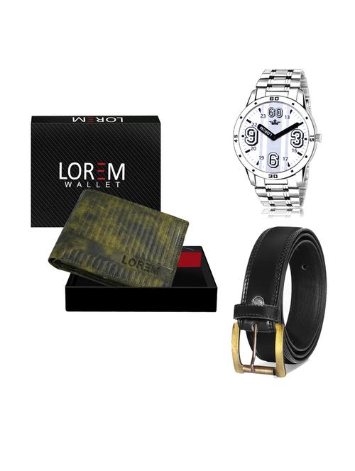 belt, wallet & watch leatherette gift combo - 19233853 - Very Small Image - 1
