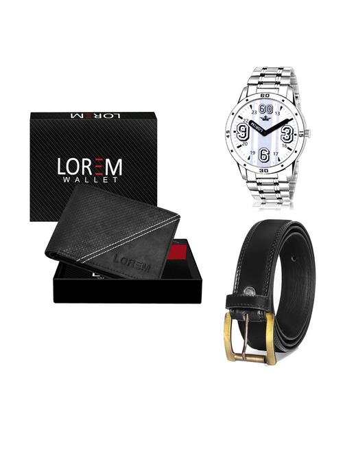 belt, wallet & watch leatherette gift combo - 19233858 - Very Small Image - 1