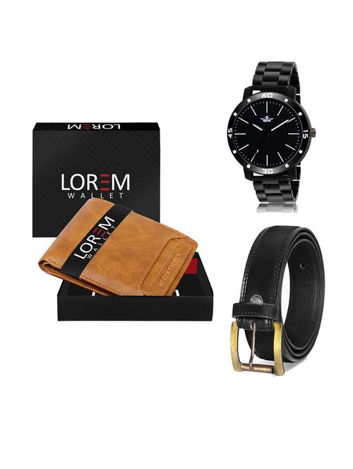 belt, wallet & watch leatherette gift combo - 19233874 - Very Small Image - 1