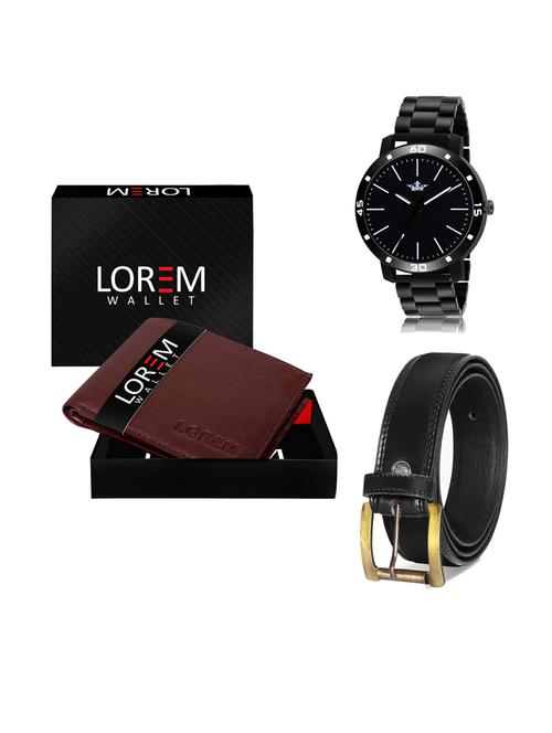 belt, wallet & watch leatherette gift combo - 19233882 - Very Small Image - 1