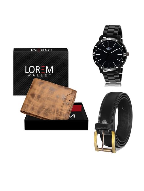 belt, wallet & watch leatherette gift combo - 19233889 - Very Small Image - 1