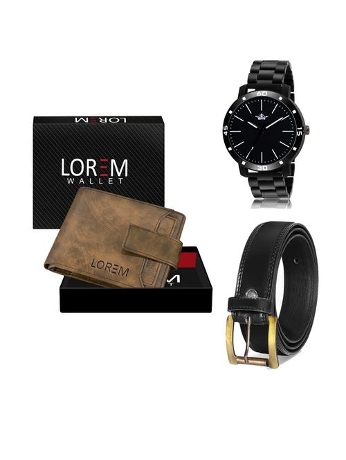 belt, wallet & watch leatherette gift combo - 19233891 - Very Small Image - 1
