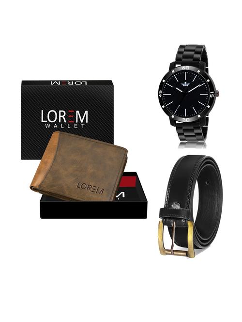 belt, wallet & watch leatherette gift combo - 19233894 - Very Small Image - 1