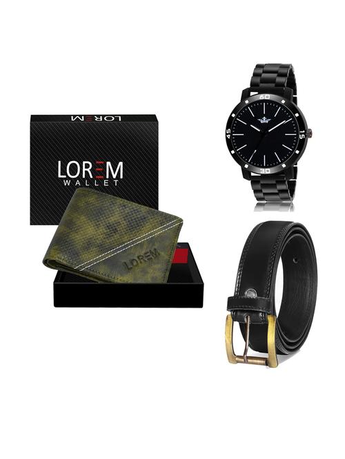belt, wallet & watch leatherette gift combo - 19233902 - Very Small Image - 1