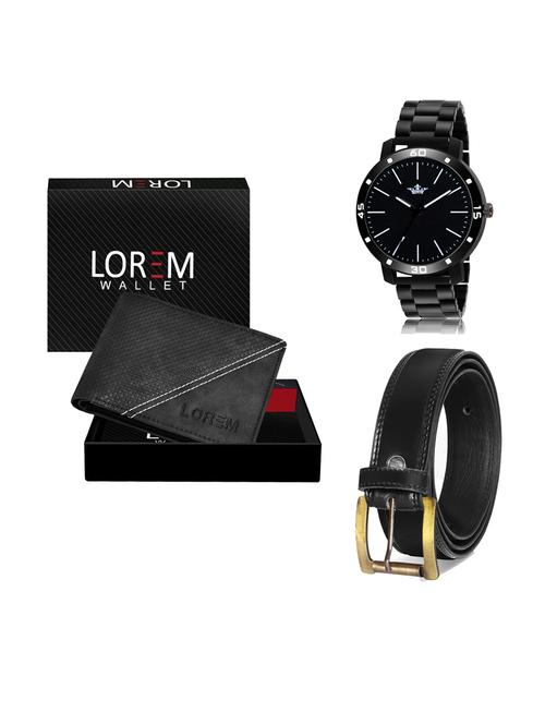 belt, wallet & watch leatherette gift combo - 19233903 - Very Small Image - 1