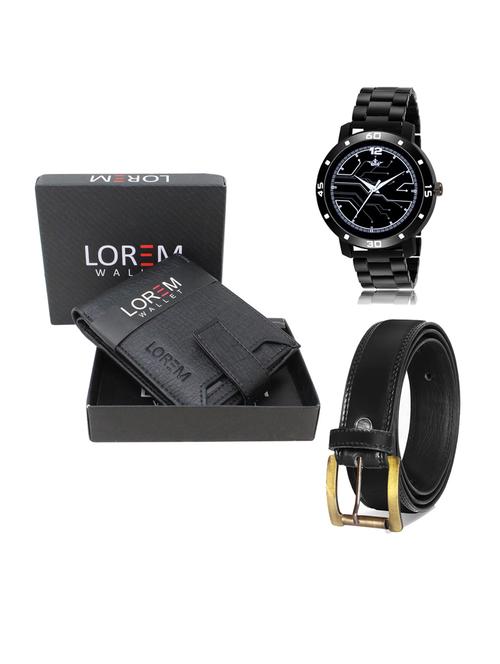 belt, wallet & watch leatherette gift combo - 19233921 - Very Small Image - 1