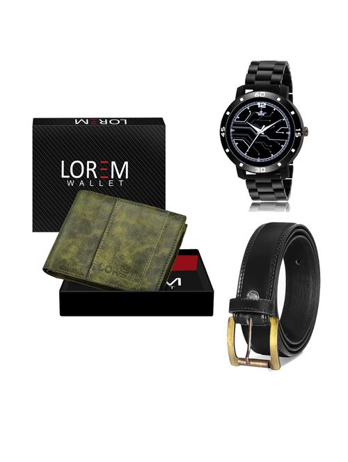 belt, wallet & watch leatherette gift combo - 19233931 - Very Small Image - 1