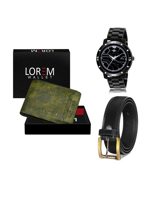 belt, wallet & watch leatherette gift combo - 19233940 - Very Small Image - 1