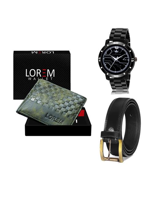 belt, wallet & watch leatherette gift combo - 19233951 - Very Small Image - 1