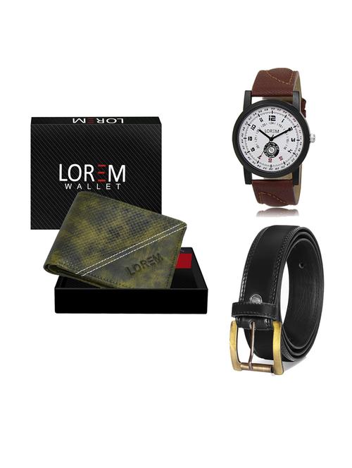 belt, wallet & watch leatherette gift combo - 19233992 - Very Small Image - 1