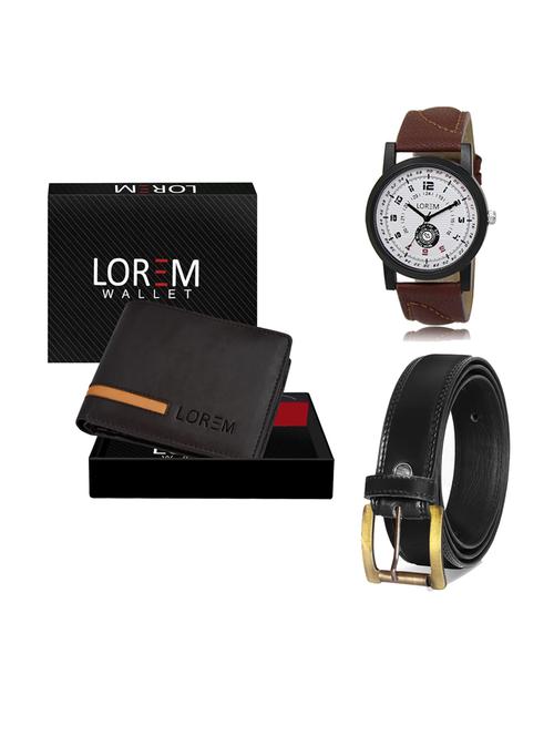 belt, wallet & watch leatherette gift combo - 19234001 - Very Small Image - 1