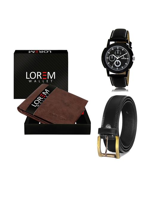 belt, wallet & watch leatherette gift combo - 19234015 - Very Small Image - 1