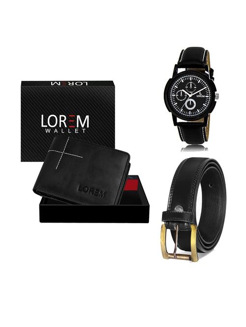 belt, wallet & watch leatherette gift combo - 19234043 - Very Small Image - 1