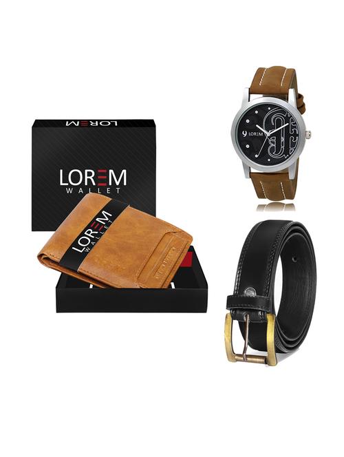 belt, wallet & watch leatherette gift combo - 19234054 - Very Small Image - 1