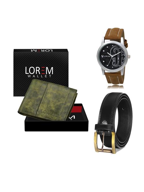 belt, wallet & watch leatherette gift combo - 19234066 - Very Small Image - 1