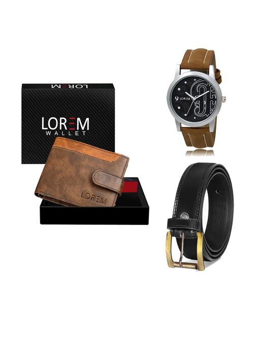 belt, wallet & watch leatherette gift combo - 19234092 - Very Small Image - 1