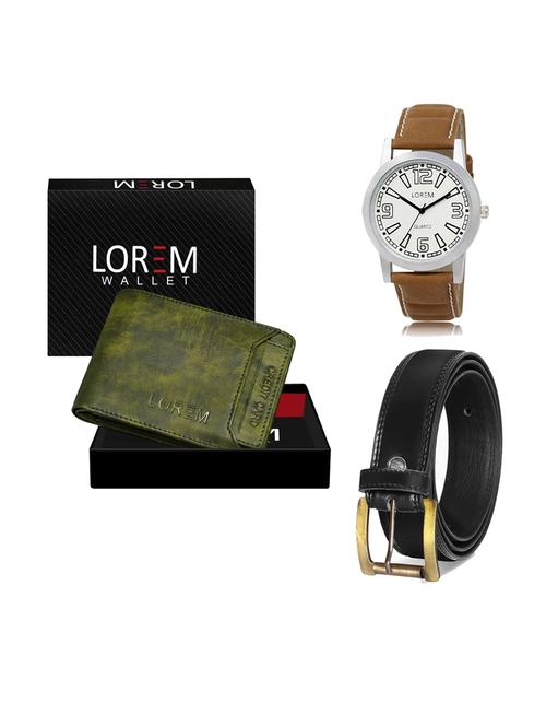 belt, wallet & watch leatherette gift combo - 19234120 - Very Small Image - 1