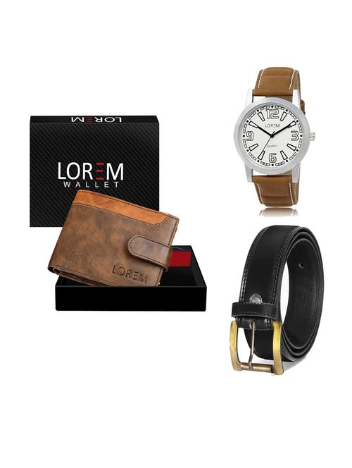 belt, wallet & watch leatherette gift combo - 19234137 - Very Small Image - 1