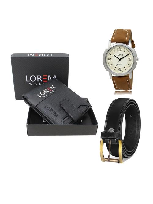 belt, wallet & watch leatherette gift combo - 19234146 - Very Small Image - 1