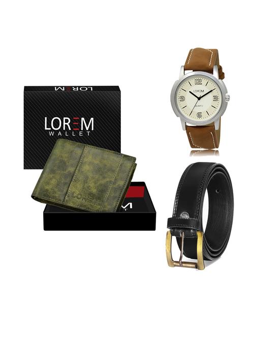 belt, wallet & watch leatherette gift combo - 19234156 - Very Small Image - 1