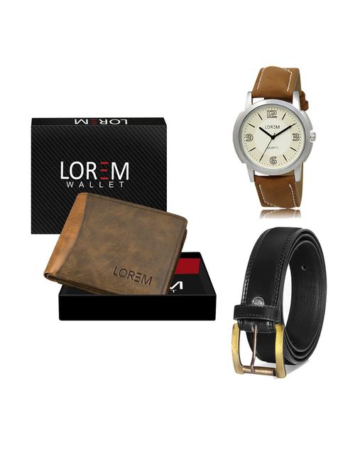 belt, wallet & watch leatherette gift combo - 19234164 - Very Small Image - 1