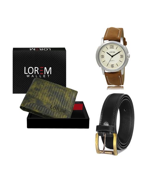 belt, wallet & watch leatherette gift combo - 19234168 - Very Small Image - 1