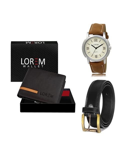 belt, wallet & watch leatherette gift combo - 19234181 - Very Small Image - 1