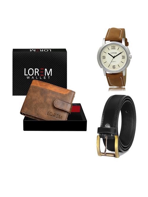 belt, wallet & watch leatherette gift combo - 19234182 - Very Small Image - 1