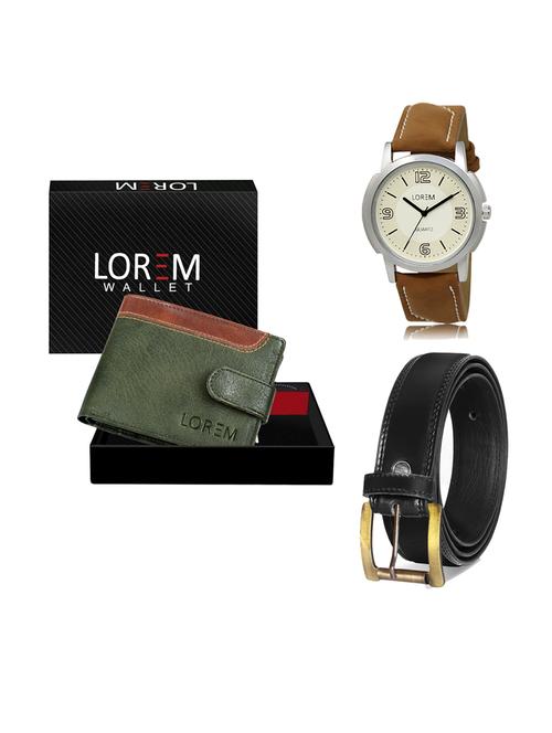 belt, wallet & watch leatherette gift combo - 19234184 - Very Small Image - 1