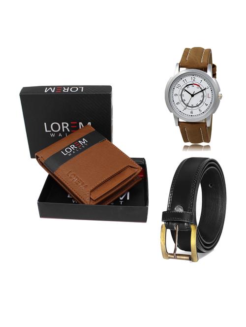 belt, wallet & watch leatherette gift combo - 19234187 - Very Small Image - 1