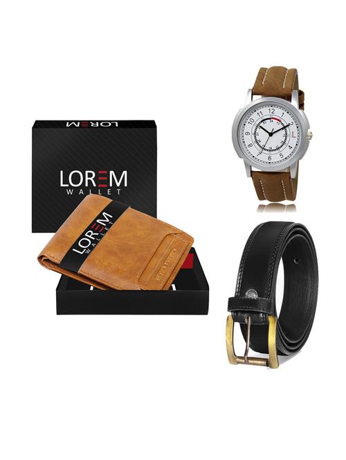 belt, wallet & watch leatherette gift combo - 19234189 - Very Small Image - 1