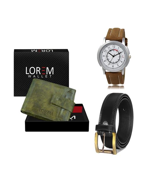 belt, wallet & watch leatherette gift combo - 19234205 - Very Small Image - 1