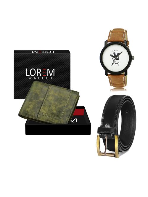 belt, wallet & watch leatherette gift combo - 19234246 - Very Small Image - 1