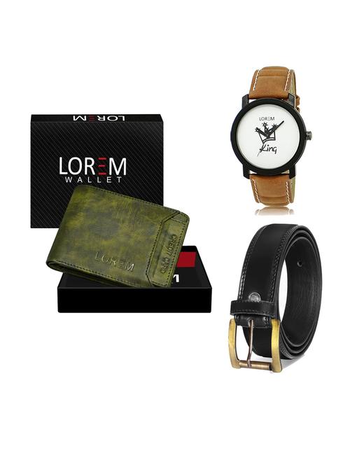 belt, wallet & watch leatherette gift combo - 19234255 - Very Small Image - 1